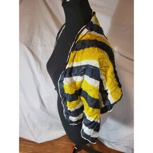 Vintage Vera Gold & Navy Rectangle Scarf Stripes